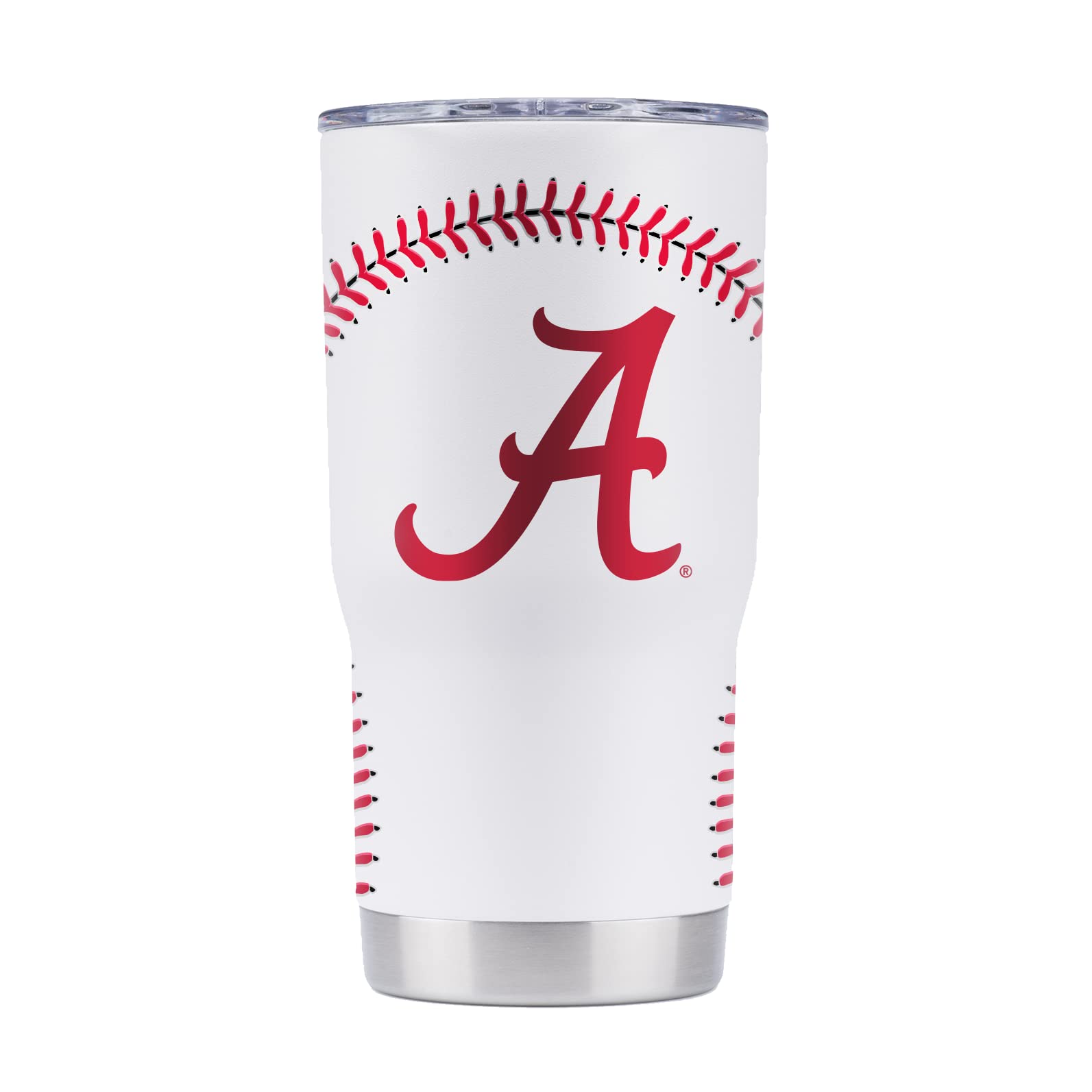 Gametime Sidekicks Alabama 20oz White Tumbler - Officially Licensed, 18/8 Stainless Steel, Double-walled, Vacuum-insulated, UV LED Printed Logos, Sweatless, Stays Hot/Cold - Baseball Full Wrap