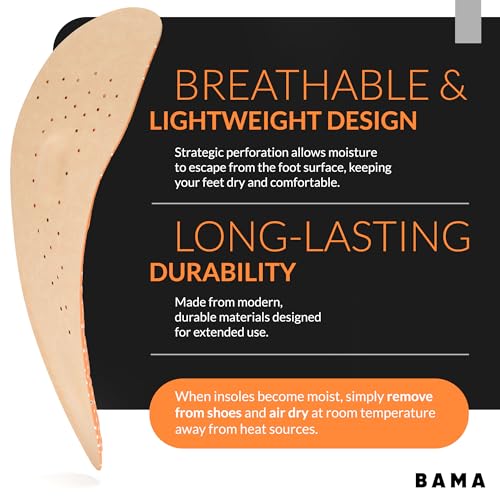 Bama Comfort Memory Foam - Amortyzowane Wkładki Piankowe Zapewniająca Wsparcie i Oddychalność - Wygodna Wkładka do Butów Unisex, Brązowo-Pomarańczowa 46/47 EUR