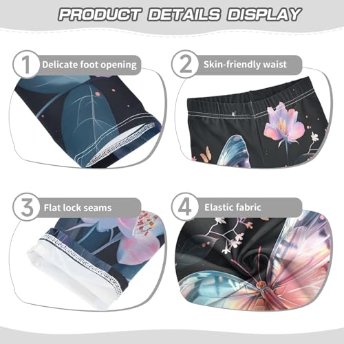 Toddler Girls Leggings Printed Yoga Pants Leggings Colored Butterfly Surrounded by Floating Spring Leaves for Kids3