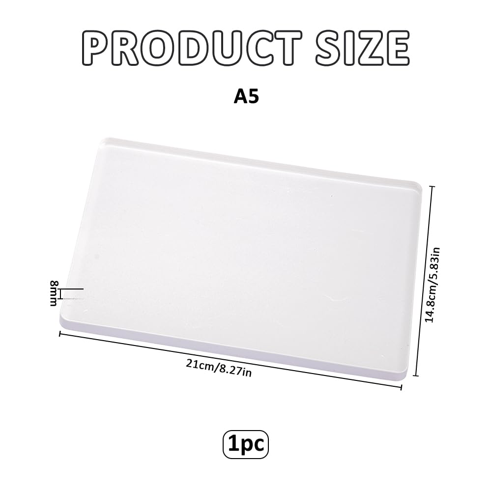 SUPERFINDINGS Placa de impresión de gel transparente, 17,5 x 12,6 cm, placa de impresión de geles reutilizables, materiales de impresión para tarjetas, arte y manualidades, álbumes de recortes y