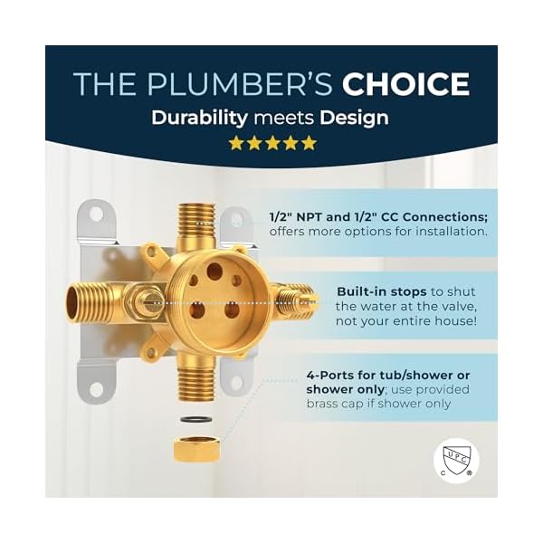 Hammerhead showers all metal single handle shower valve and trim kit chromevolume and temperature control rough in shower trim kit with valve pressure balance shower valve included  urban country home decor