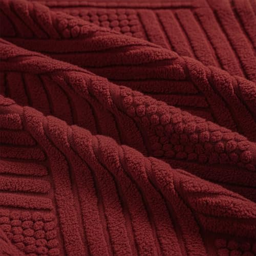 Image of House of Quirk Elegant Jacquard Chair Cover - 220 GSM Stretch Fabric, Universal Fit, Washable Short Dining Seat Protector Slipcover (Maroon, Pack of 1)