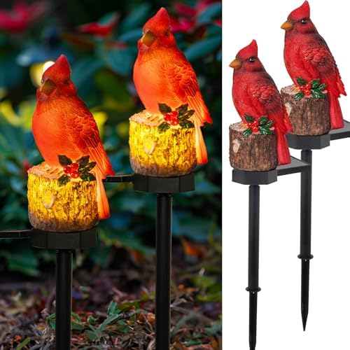 5 Solar Cardinal Garden Stakes That Will Transform Your Outdoor Space 4 Dazzle Bright 2 Pack 22.5 in Cardinal Bird Solar Lights, Red Bird Solar Powered Lights Cardinal Garden Stake Light for Christmas Pathway Garden Lawn Yard Gifts Decoration