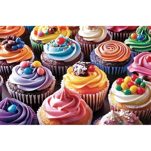 PuzzOne 300 Piece Jigsaw Puzzle for Adults, Colorful Cupcakes Food
