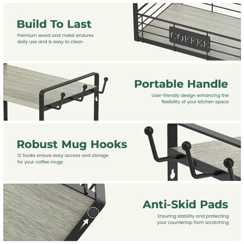 EsLuker.ly 2-Tier Coffee Bar Rack Countertop Organizer
