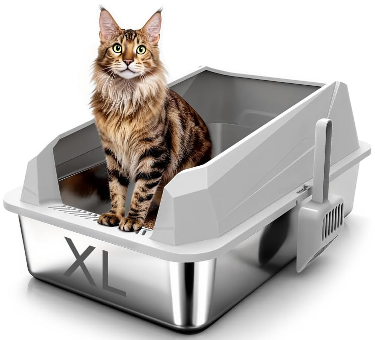 Amazon | 猫トイレ ステンレス 大型 L 消臭 高さあり 尿はね防止