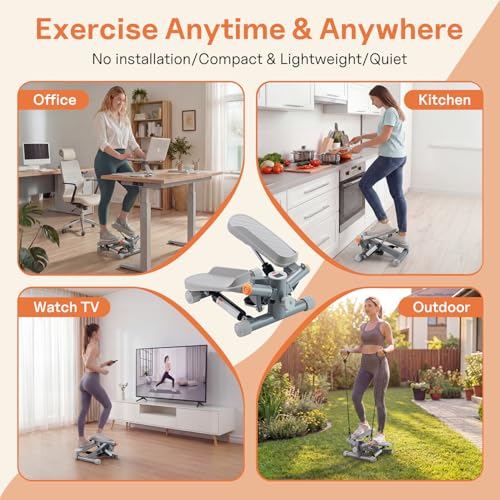 Image of YYJO Steppers for Exercise at Home, Mini Stepper with Resistance Bands Quiet Portable Stair Stepper for Buttocks Lifting and Body Shaping
