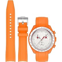 Bands for MoonSwatch Watch,Curved end No Gap,Premium Silicone Rubber Watch Strap for Omega X Swatch Moonswatch Speedmaster/Rolex/SEIKO 20mm 22mm Watch Strap Replacement Band for Men Women