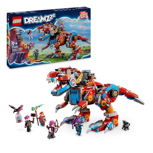 LEGO DREAMZzz 2-in-1 Cooper’s Robot Dinosaur C-Rex Set, T. rex Dino Action Figure Rebuilds into a Cool Pterodactyl Toy for 9 Plus Year Old Boys and Girls, Creative Birthday Gift for Kids 71484