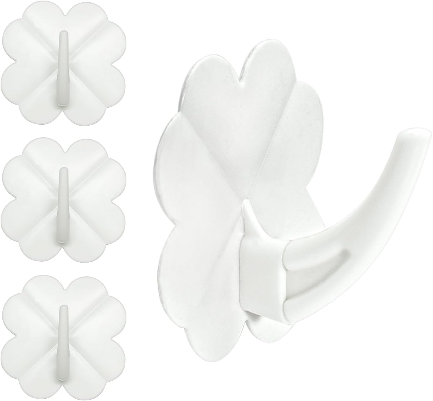 Generic Self Adhesive Towel Hook for Wall Hanging 33 LBS(Max) Waterproof No Damage Heavy Duty Sticky Hooks for Coat Robe Bathroom Kitchen Bedroom Glass Window Keys Hanger 4 PCS (Ivory White)