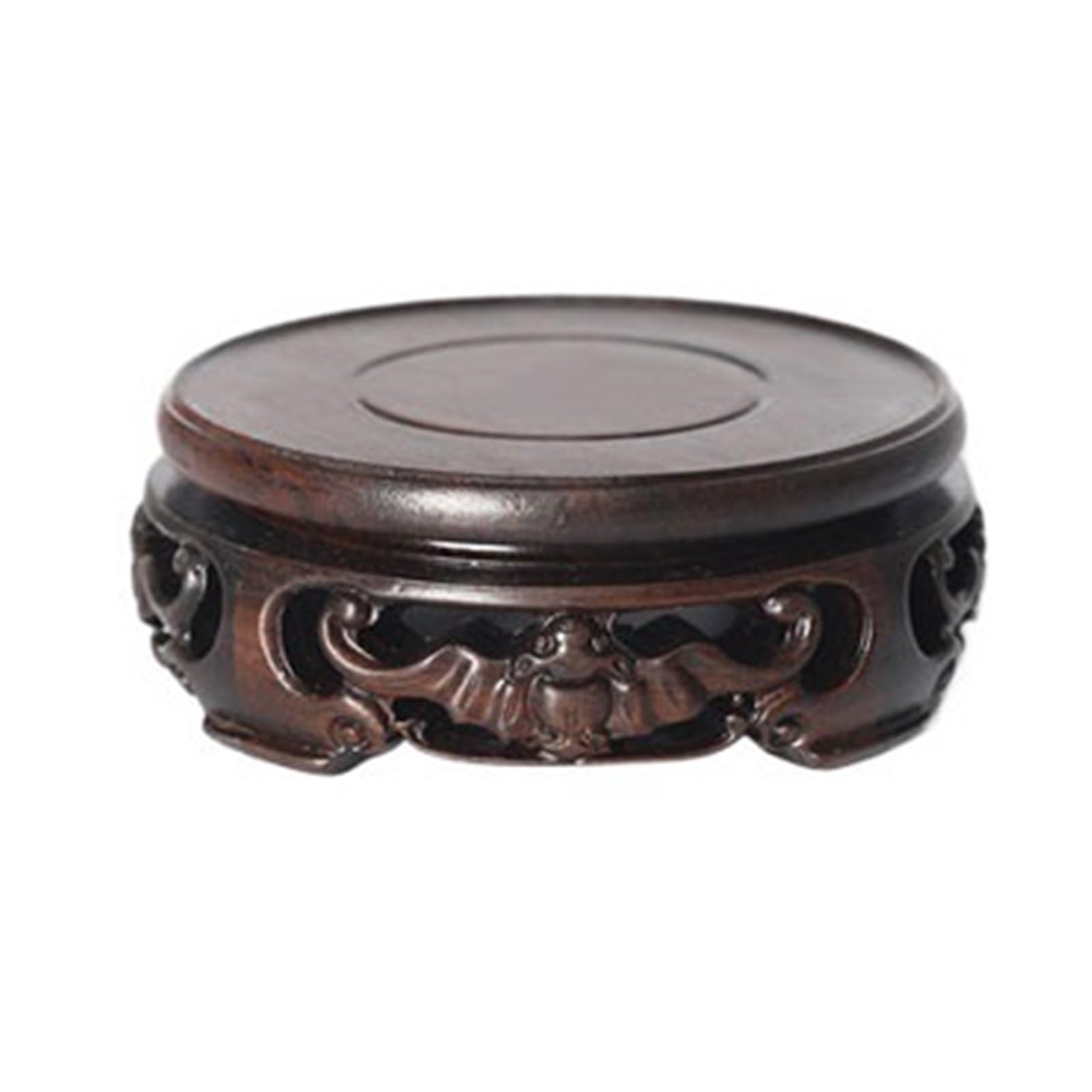 S5b8W3g7 Pedestal Ebony Carved Pattern Base Flower Vases Teapot Display Decor(Medium)