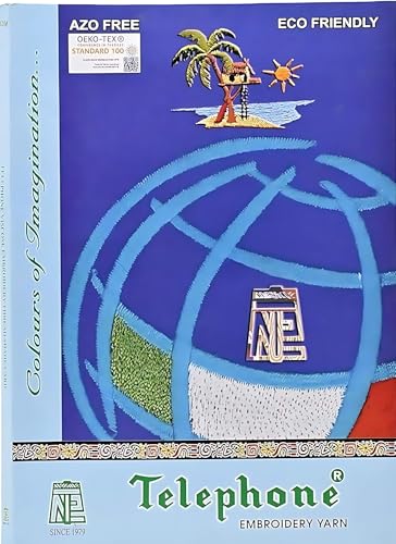 Telephone Embroidery Thread by Neelam Thread, Premium Color Shade Card, 738 Colors, Machine and Hand Sewing, 600g Pack (Multiple Colors)