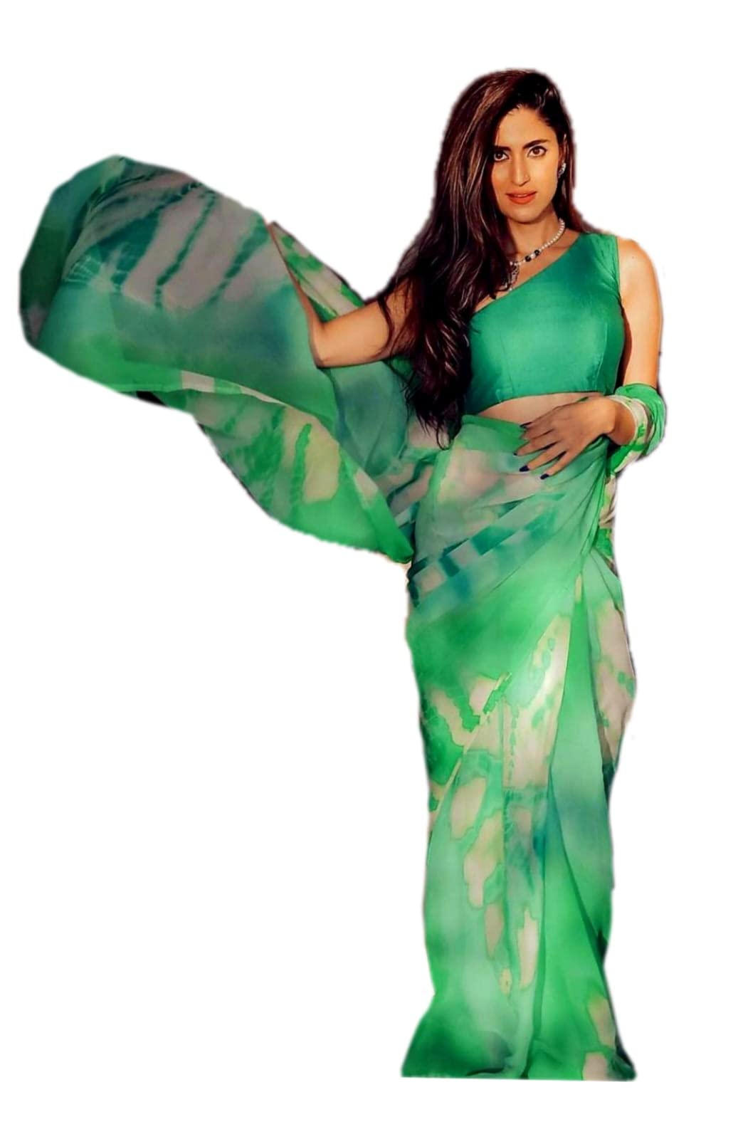 Grab MantraGrabMantra silk and cotton sarees, Georgette and Chiffon Tie Dye double tone saree with plain unstitched blouse