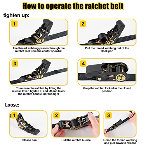 Endless Ratchet Tie Down Straps,Durable Nylon Black Strap Down Ratcheting Securing Straps And Lashing Straps For Trailer Loads,Motorcycle,Kayak (2Pcs Endless Straps With 2Pcs Lashing Straps) #TOP7