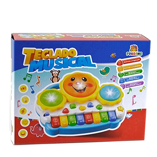 Brinquedo Piano Pianinho Musical Baby Infantil Som Bichos Tambor Sol Com Luzes
