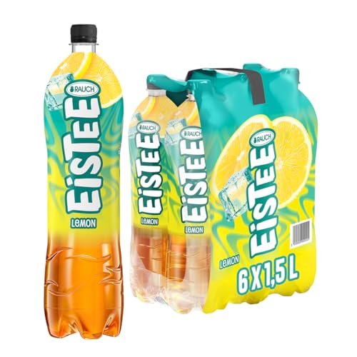 Rauch Eistee Lemon | Erfrischendster Eistee mit Zitronen Geschmack | aus Schwarztee und Hagebutte | Erfrischungstee als Durstlöscher | 6x 1,5 Liter PET-Flasche