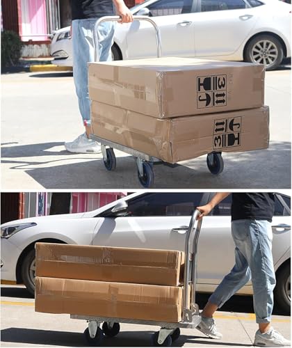 Carrito de plataforma metálica con ruedas giratorias y asa plegable miniatura 5