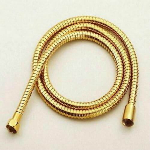 ARA CHOICE Stainless Steel Flexible Shower Hose Pipe Double Lock with EPDM Inner Tubes Bathroom Pressure Bath Tap Head Pipe Fittings Brass Hand Held 1/2 Connection Gold Plated (2m)