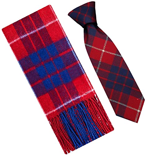 Écharpe et cravate anti-froid en laine d'agneau tartan rouge Hamilton