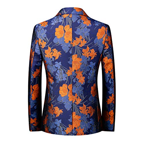 UNINUKOO Blazer for Men Paisley Dress Suit Jacket Funky Casual Floral Blazer Jacket Dinner Sport Coat US Size 42 Yellow3