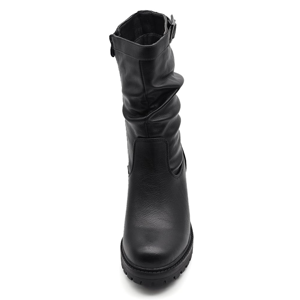 IF FASHION Stivaletti Tronchetti Chelsea da Donna In Pelle Sintetica Con Tacco Grosso Plateau 6629