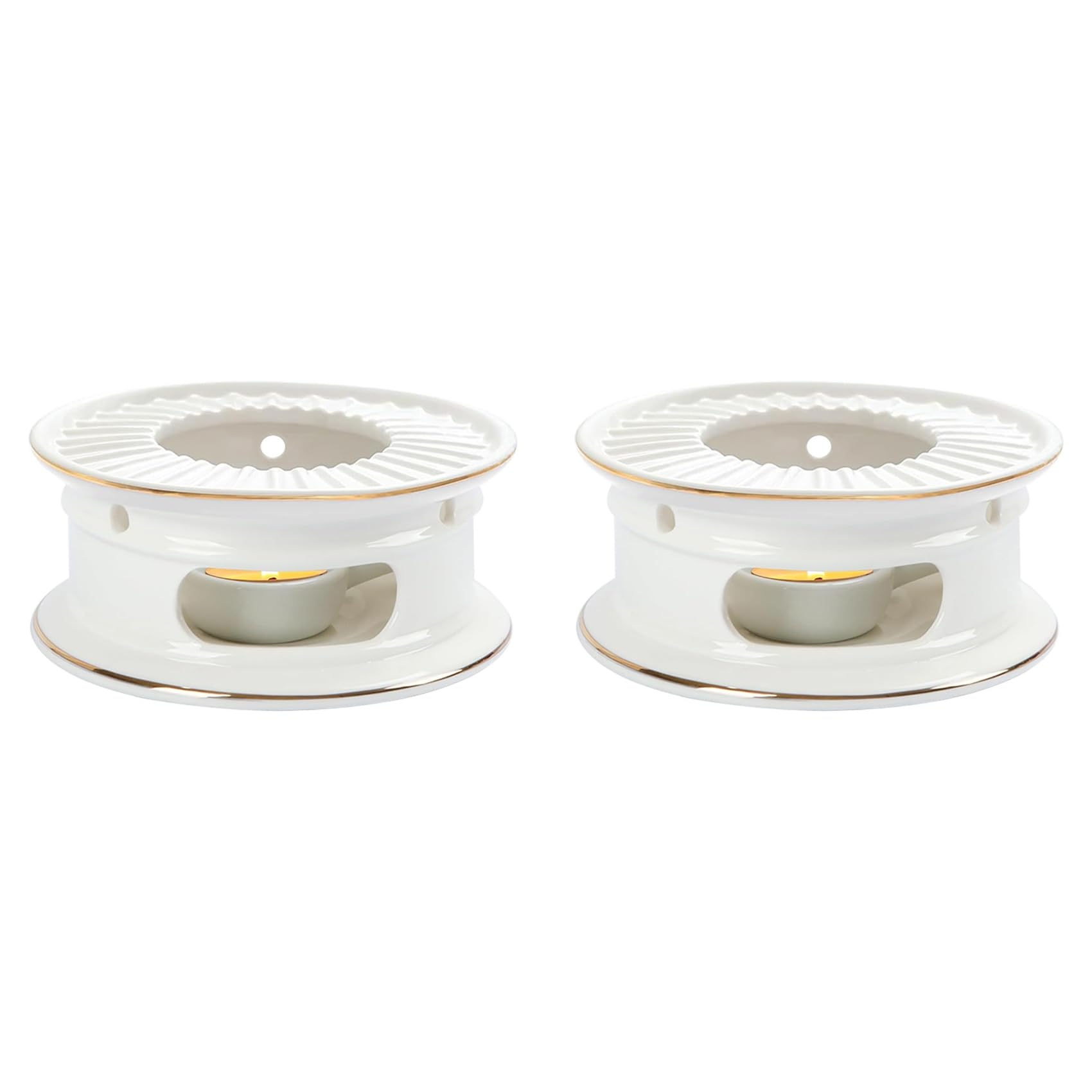 Hndhbfgrt 2X Teapot Warmer, Ceramic Tea Warmer with Tealight Holder, Teapot Heater for Heating Coffee, Milk, Tea Light Heater