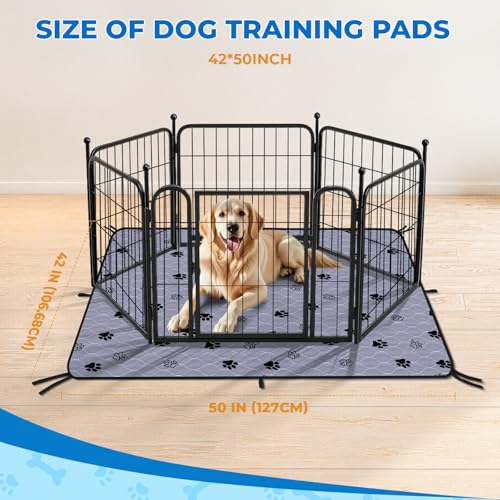 Image of Fostanfly Non-Slip Washable Pee Pads for Dogs, 2 Pack Large 42 inchx50 inch Ultra-Absorbent Leak-Proof Reusable Potty Training Pads of Add 8 Lanyards for Dogs, Puppy and Cats