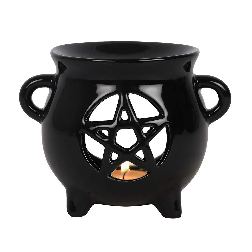 Pacific Giftware Pentacle Cauldron Tealight Candle Ceramic Oil Burner 4” Tall