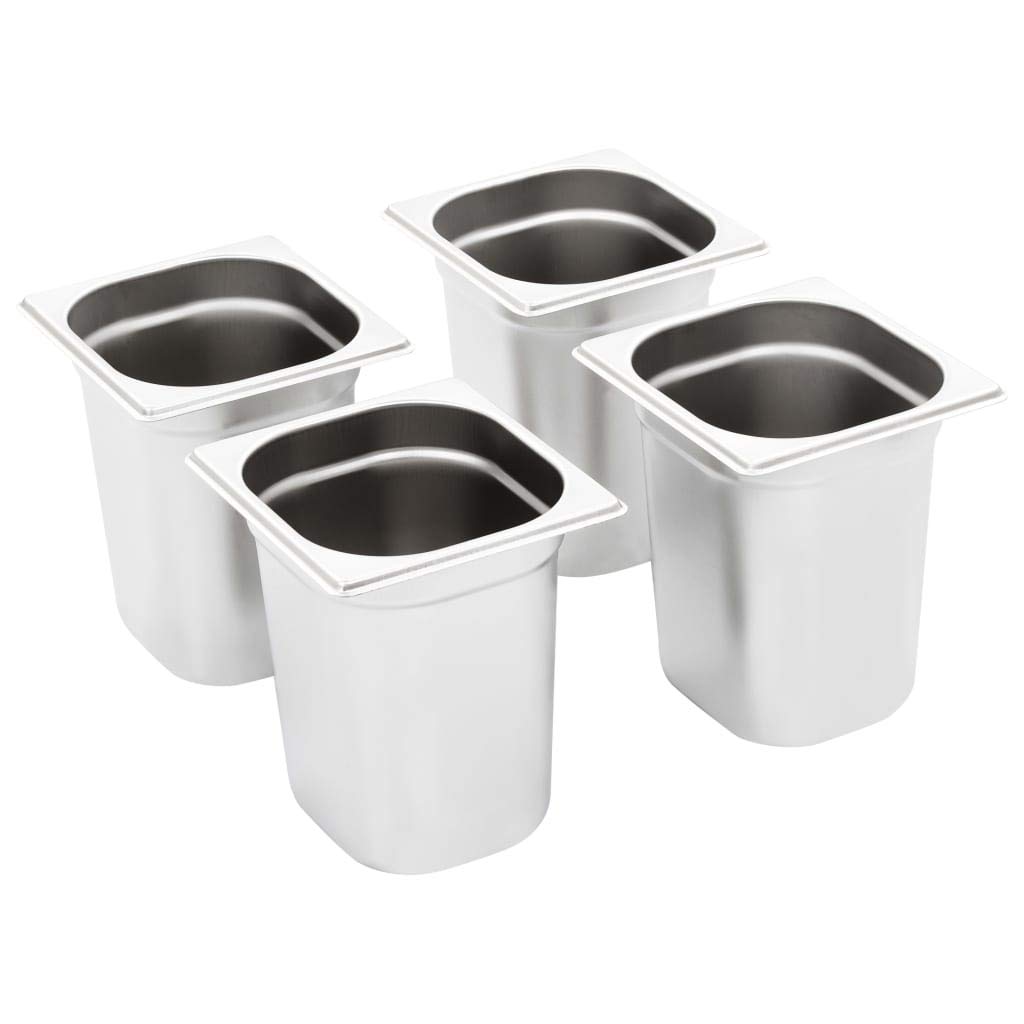 Genérico Bandejas Gastronorm 8 Unidades GN 1/6 200 mm Acero Inoxidable