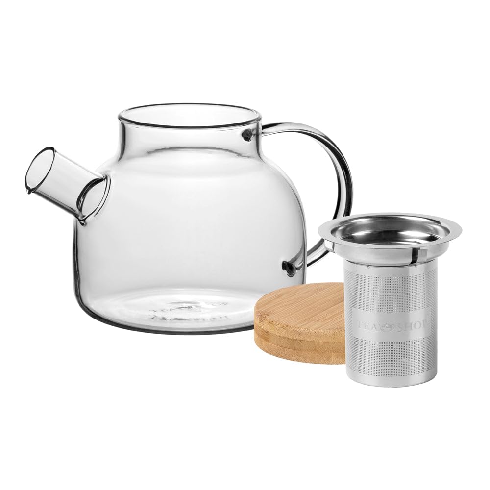 Tetera All in One Bamboo 1L de Porcelana con Infusor y Filtro de Acero Inoxidable para Té