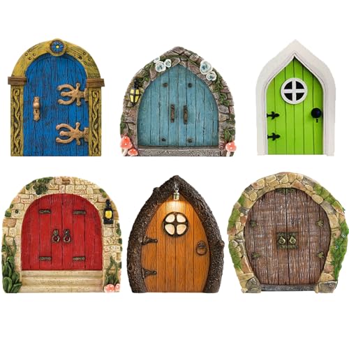 TYXHXTF 6 Pcs Fairy Door, Miniature Garden Elf Doors for Tree, Fairy World Elves Door, Home Decor...