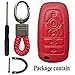 Hand Sewing Red Leather Key Cover Fob Case Protector Jacket Remote Bag for 2022 2023 2024 Ford Fusion F250 F350 F450 F550 Edge 2018 2019 2020 Explorer Expedition 2021 Lincoln Nautilus 5 Buttons