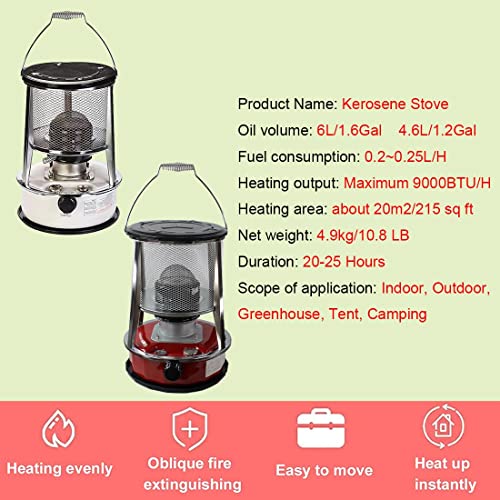 Réchaud de camping à pétrole 4,6 L blanc et rouge sans électricité