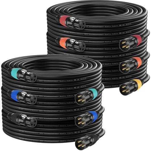 Câbles XLR microphone éclairage DMX512 lot de 6 cordons 3 broches pour mixeur et studio
