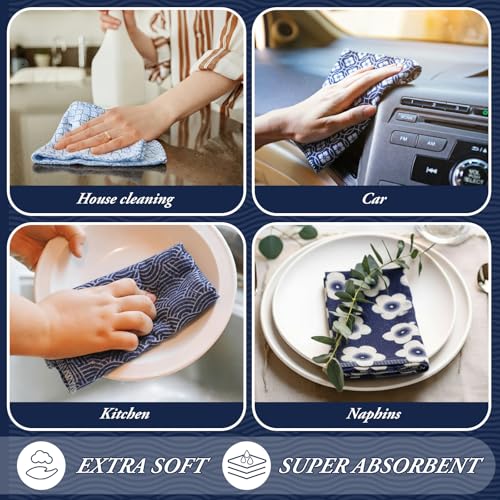 Image of Redbaker 18 Pcs Reusable Paper Towels Rolls Towels Bulk Kitchen Washable Paperless Cloth Cotton Hand Napkins with Cardboard Reusable Napkins for Kitchen Bathroom (Geometric Style)