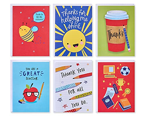 Cartes de remerciement enseignant pour la fin d'année scolaire et la fête des professeurs lot de 48