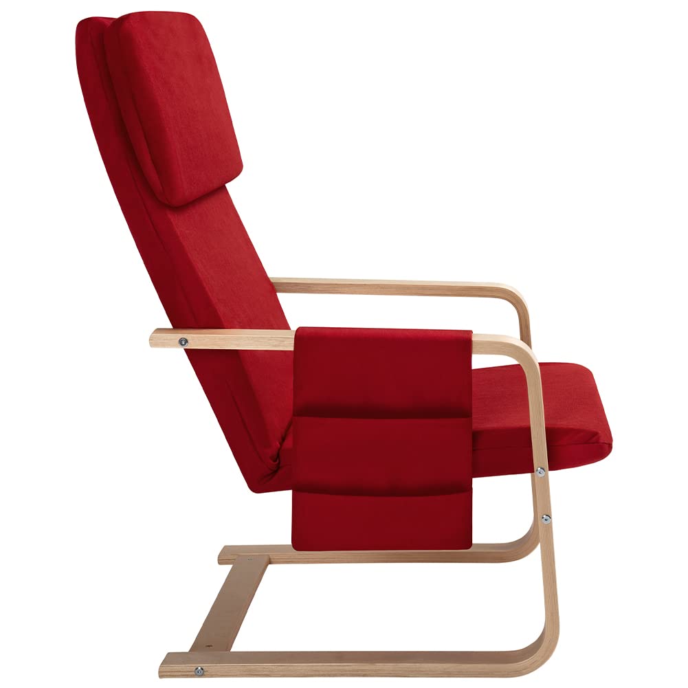 BAKAJI Silla Mecedora de Madera de Abedul con Revestimiento de algodón Acolchado de Esponja de altísima Densidad, sillón oscilante Relax con Bolsa de 2 Compartimentos y cojín, Asiento ergonómico