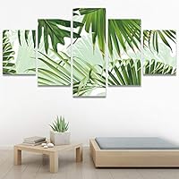SIGNWIN 5 Panel Canvas Wall Art Modern Art Decorative Elements Fun Illustrations Leaves Multicolor Patterns for Home Decorations Ready to Hang - 60