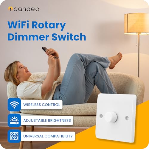 Candeo WiFi Smart Rotary Dimmer Switch | Compatible with Smart Life, Alexa & Google Assistant | LED & Incandescent Bulbs | Voice & App Control | No Neutral Wire Required | No Hub Needed | 2- Way Setup - Image 3