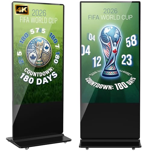YCKJNB 65 inch Indoor Digital Signage 4K Touchscreen,CMS Software,IPS Floor Standing Digital Kiosks Interactive Displays with WiFi HDMI/USB Input Auto AD Player, Android OS Black