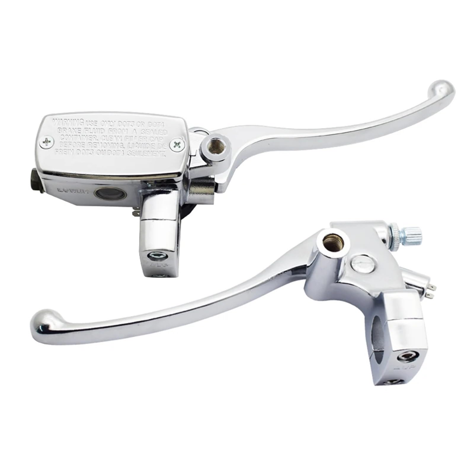 Zynther Motorcycle Brake Clutch Lever Universal 1" 24.5mm Motorcycle Brake Clutch for Master Cylinder Reservoir levers for Harley(Silver-Set)