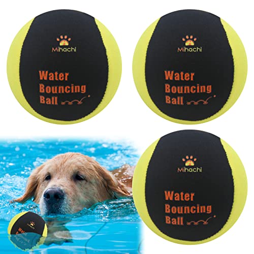 Mihachi Water Toys for Dogs 3 Packs - Bouncing Chew Tennis Balls Floating Toy Bouncier Buoyant in Pool or Lake Fun for Small to Medium Dogs