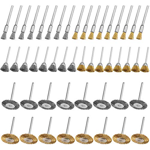 Brosse en Laiton de Polissage, 48 Pcs Brosses de Polissage en Laiton pour Détartrage et Polissage, Ensemble Métallique pour Perceuse a 3 Formes Différentes et Brosse Metalique Perceuse (3 Matériels)