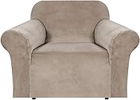 Vista 1 de H.VERSAILTEX Funda de terciopelo elástico para sillón, funda para sillón de 1 cojín para sala de estar, funda de muebles hecha de terciopelo grueso