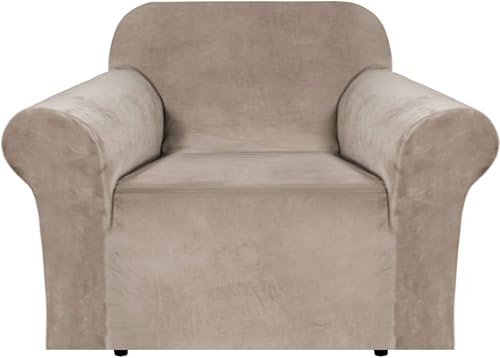 H.VERSAILTEX Funda de terciopelo elástico para sillón, funda para sillón de 1 cojín para sala de estar, funda de muebles hecha de terciopelo grueso