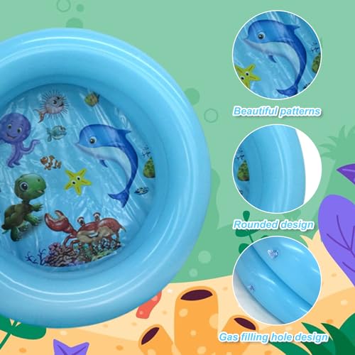 Planschbecken für Kinder, Kinderpool Babypool Kinder Aufstellpool Aufblasbarem Rund Baby aufblasbares Schwimmbecken Schwimmbad mit Sicherheitsboden für Kinders Indoor Outdoor Garten (Blau, 70x20cm)