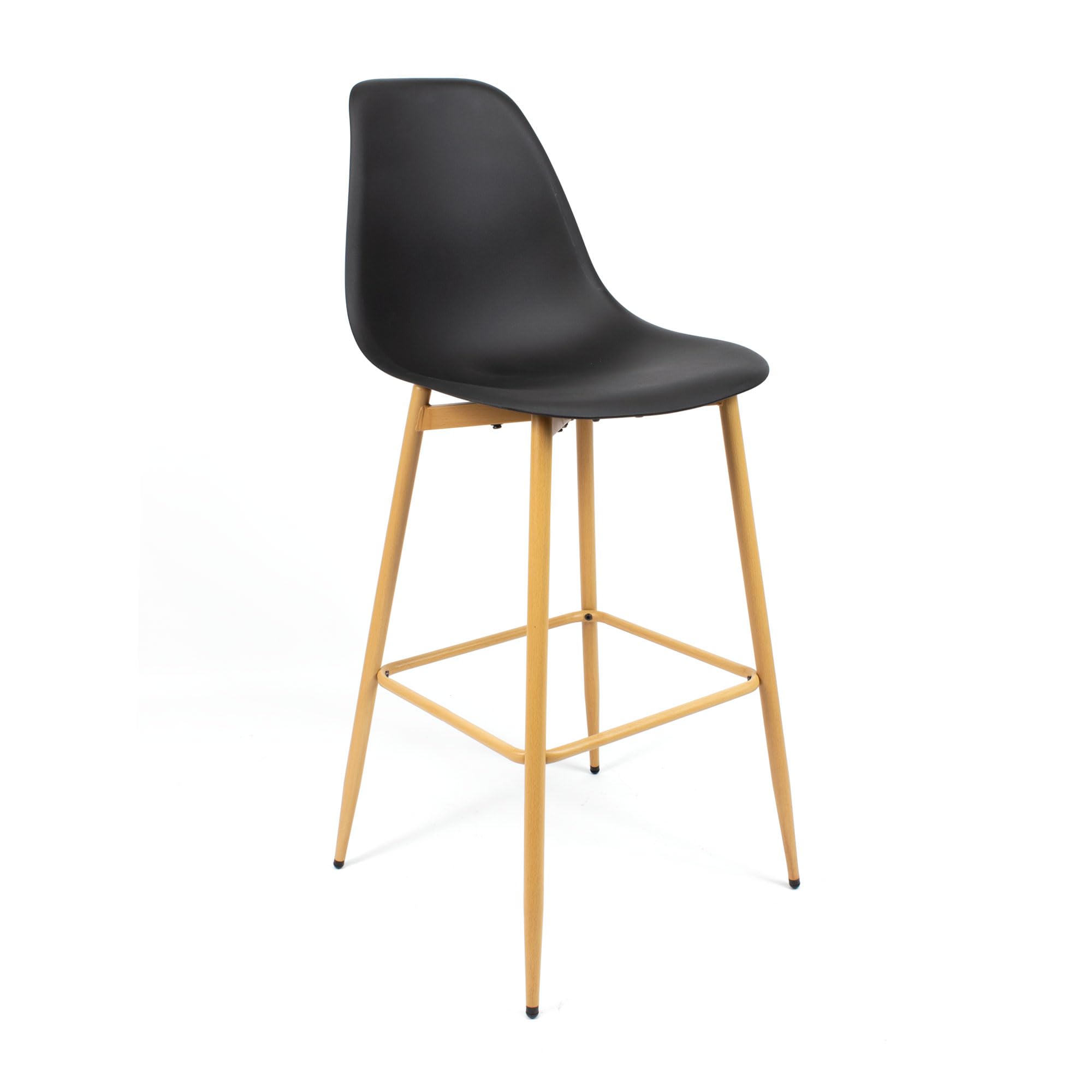 THE SECRET HOME - Conjunto de 1 y 2 Taburetes de Estilo Nórdico - Taburete con Base de Polipropileno y Metal/Madera - Ideal para Cocina - 2 Modelos (1, Modelo 2 - Negro)