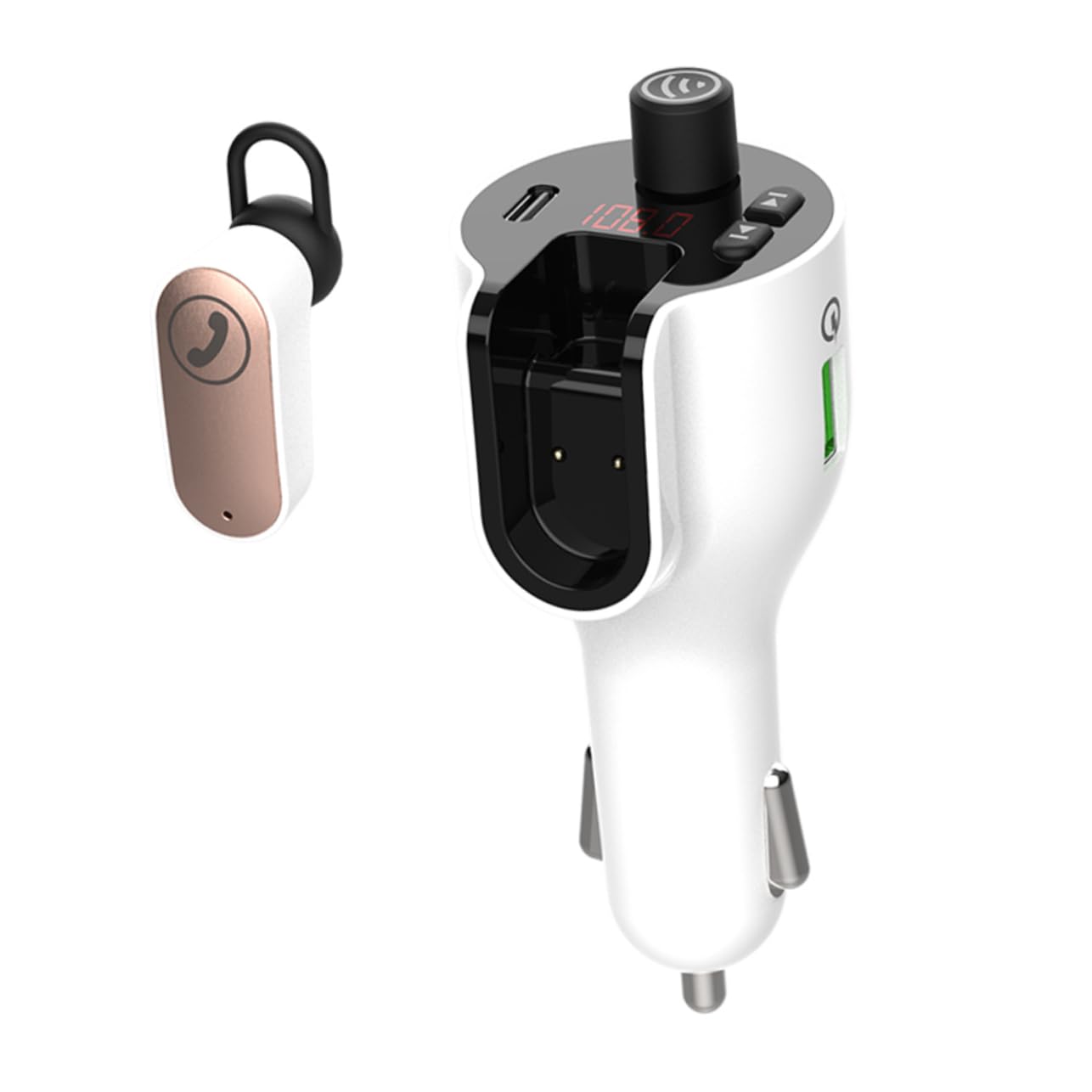 Uonlytech 1pezzi Auricolari Multifunzionali Wireless Adattatore Per Auto Caricabatterie Usb Per Telefono Microfono Integrato Per Chiamate Hd e Risposta Vivavoce Sicura