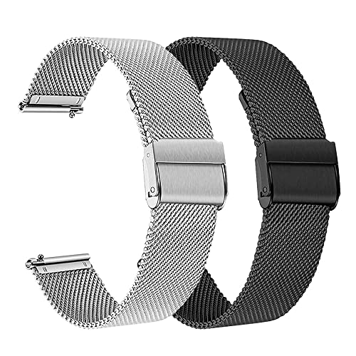 Wrist Strap Intended for KEEPONFIT IDW21/KEEPONFIT ID Sport01 Smart Watch Band, Replacement Metal Wrist Band for KEEPONFIT IDW21/KEEPONFIT ID Sport01 Smartwatch Stainless Steel Bracelet Adjustable Loop (Silver+Black)