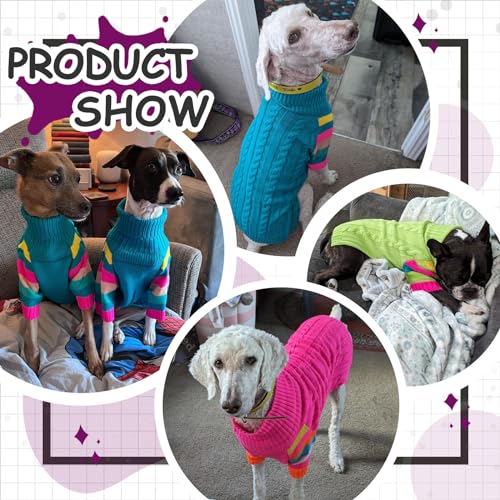 Image of Extra Large Dog Sweater, Turtleneck Pullover with Sleeve, Purple 5XL